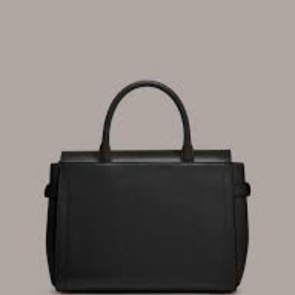 NWT- CAVALLI TATIANA LARGE BLACK POLISHED STRUCTURED BAG WITH TOP HANDLE - Picture 5 of 7